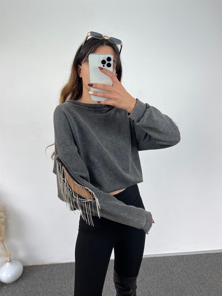 Tasarım Taşlı Muadil SweatshirtGausSWEATSHIRTGU00766