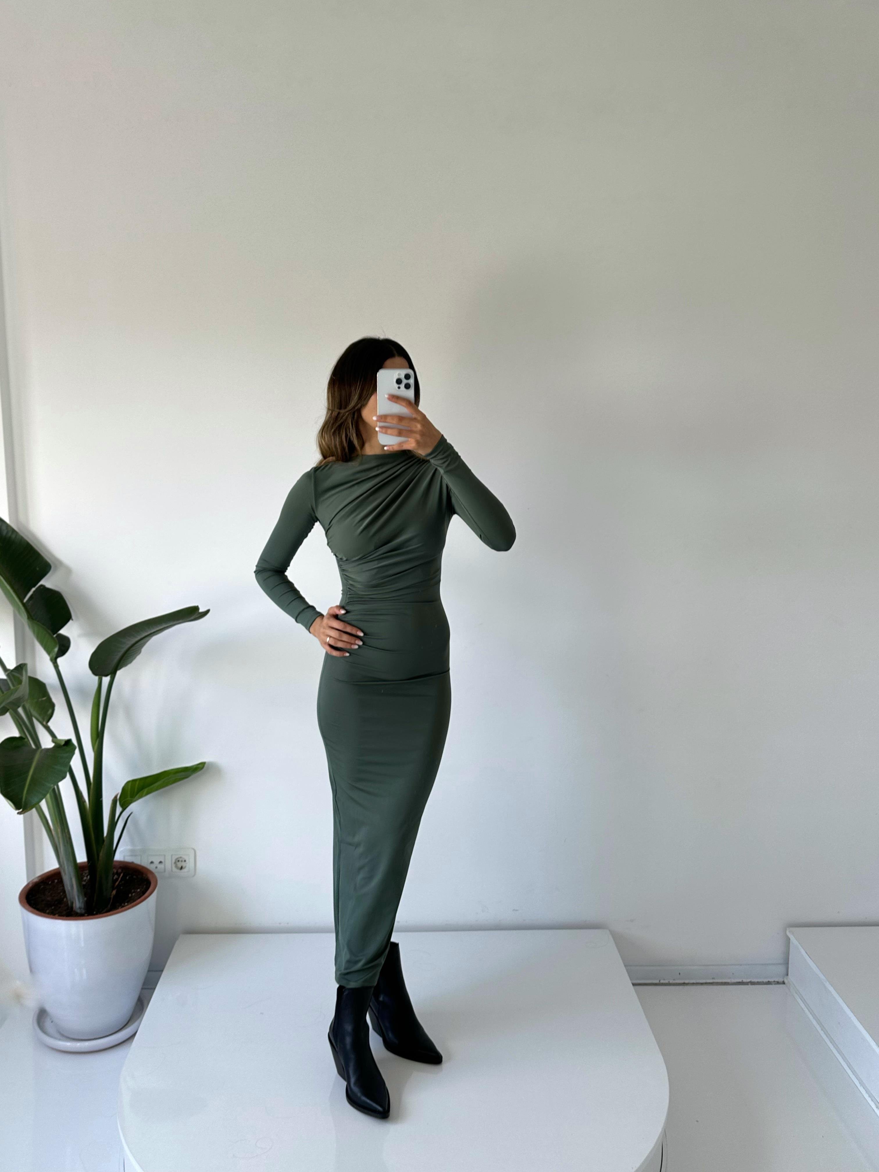 Tokyo Haki Drapeli Maxi ElbiseGausELBİSEGU002085