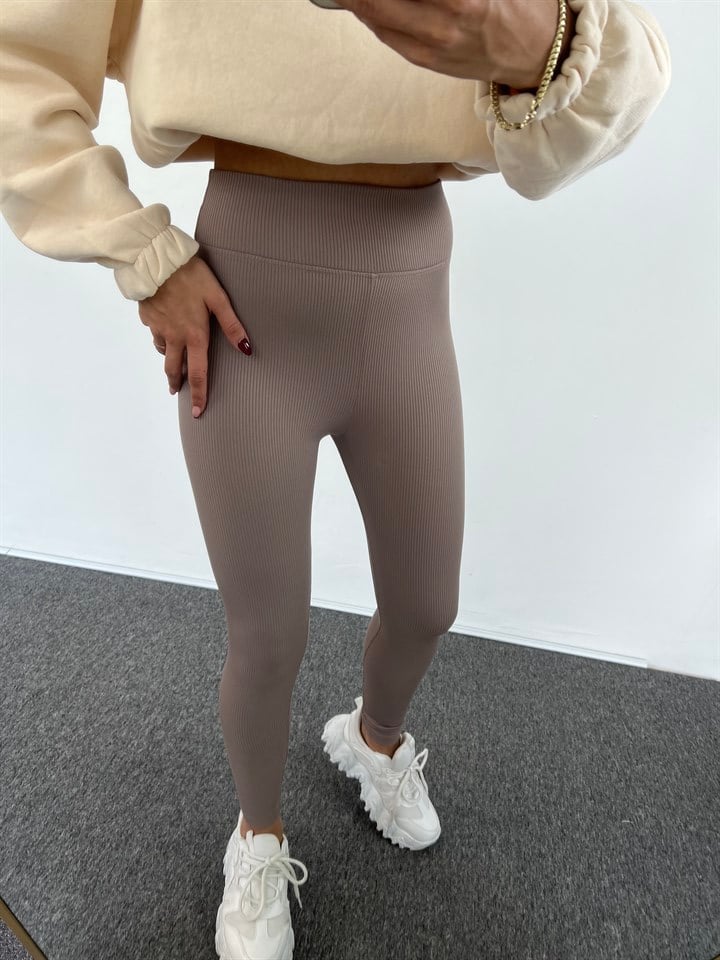 Toprak Rengi İçi Şardonlu Fitilli TaytGausTAYTGU00611