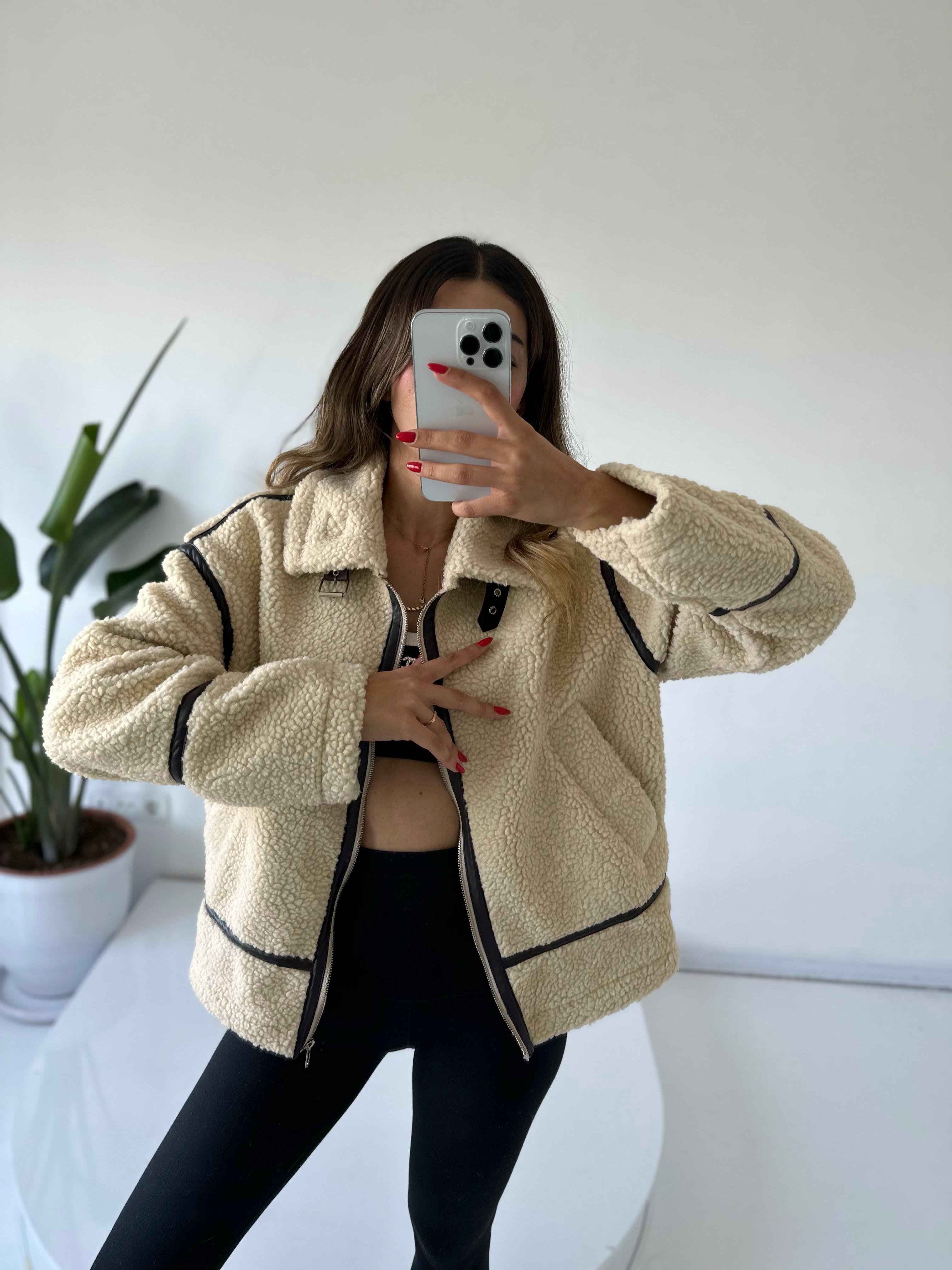 Trend Teddy Biker Kürk Ceket 