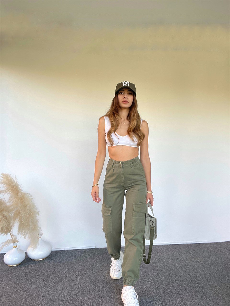 Yeşil Premium Kargo Denim Pantolon