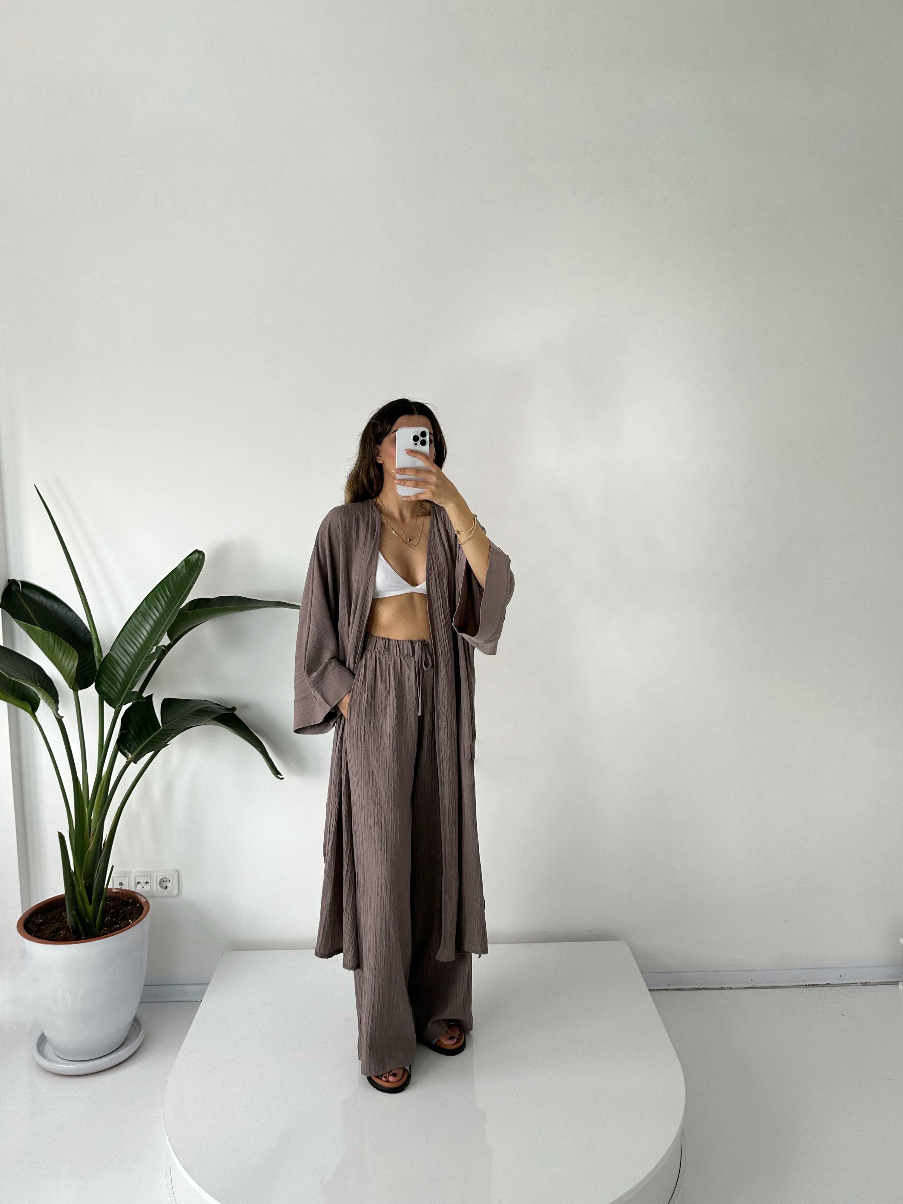 Zulya Mürdüm Uzun Kimono Pantolon TakımGausTAKIMGU001713