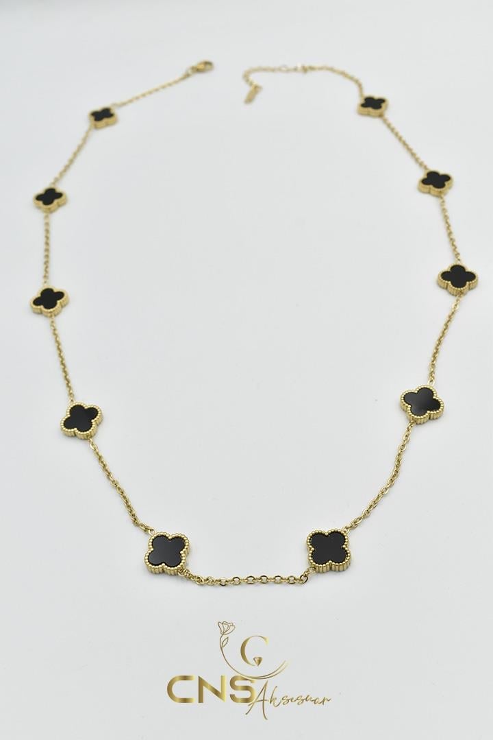 Siyah Yonca Kolye