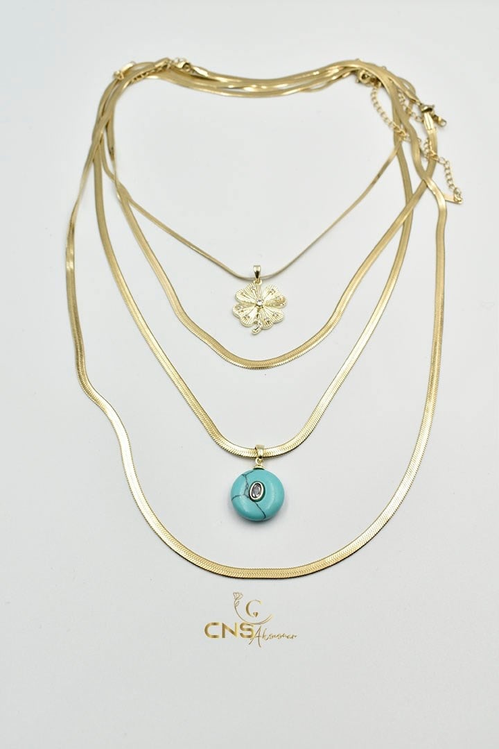 Yonca Çoklu Zincir Kolye