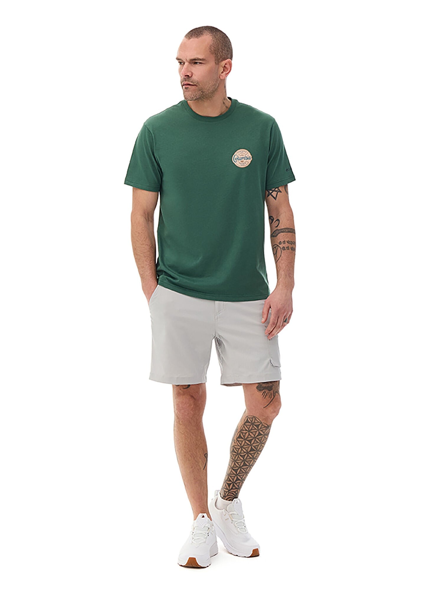 Columbia CS0416 Csc M Button Stamp Scrıpted Ss Erkek T-Shirt