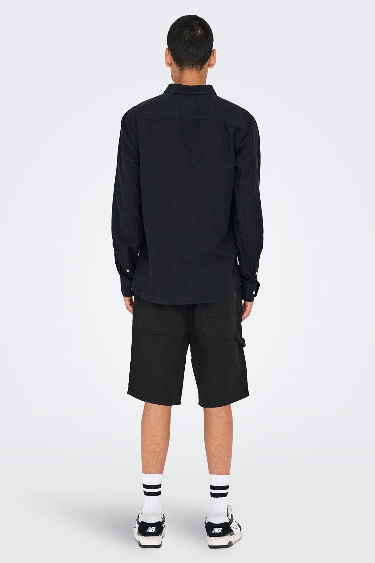 Only & Sons Onscaiden Ls Solid Linen Shirt Noos Erkek Gömlek