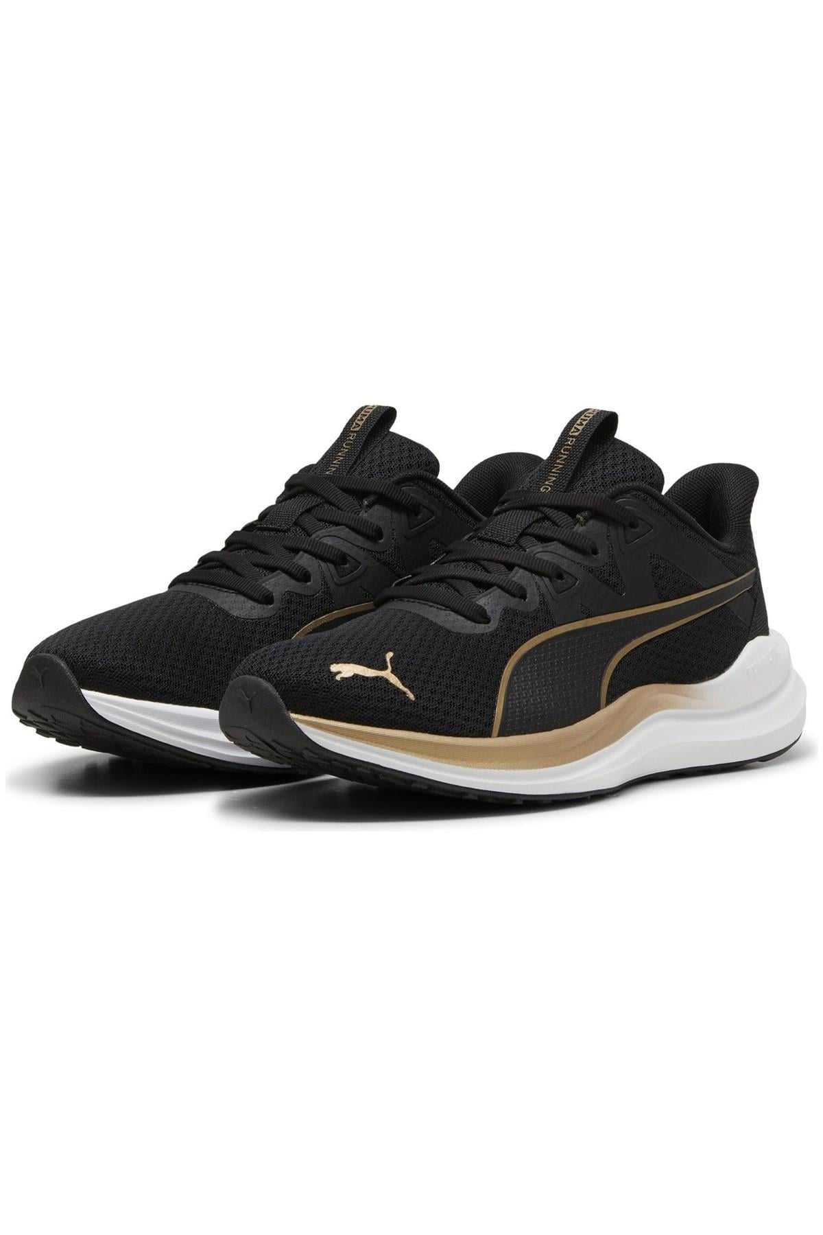 Puma Reflect Lite-PUMA Black-PUMA Gold Kadın Spor Ayakkabı