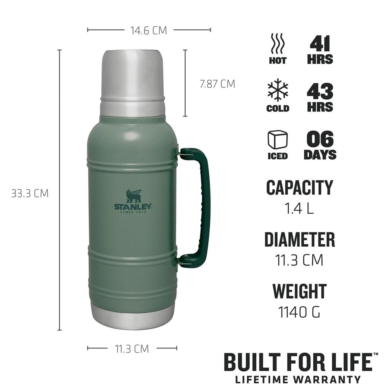 Stanley The Artisan Thermal Bottle 1.4L / 1.5Qt Hammertone Green Termos