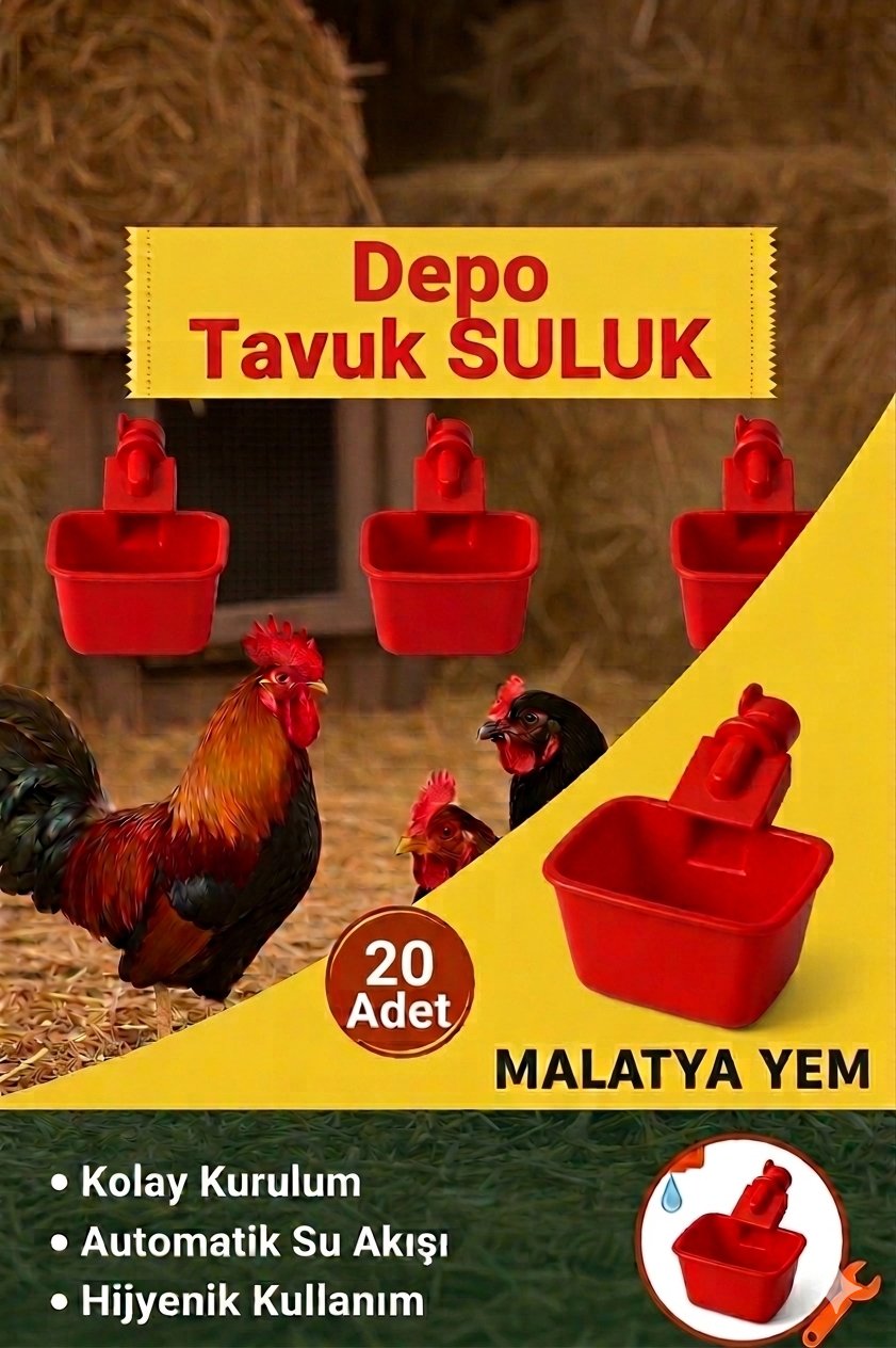 20 Adet Otomatik Depo Tavuk Suluğu | Pratik ve Hijyenik Çözüm