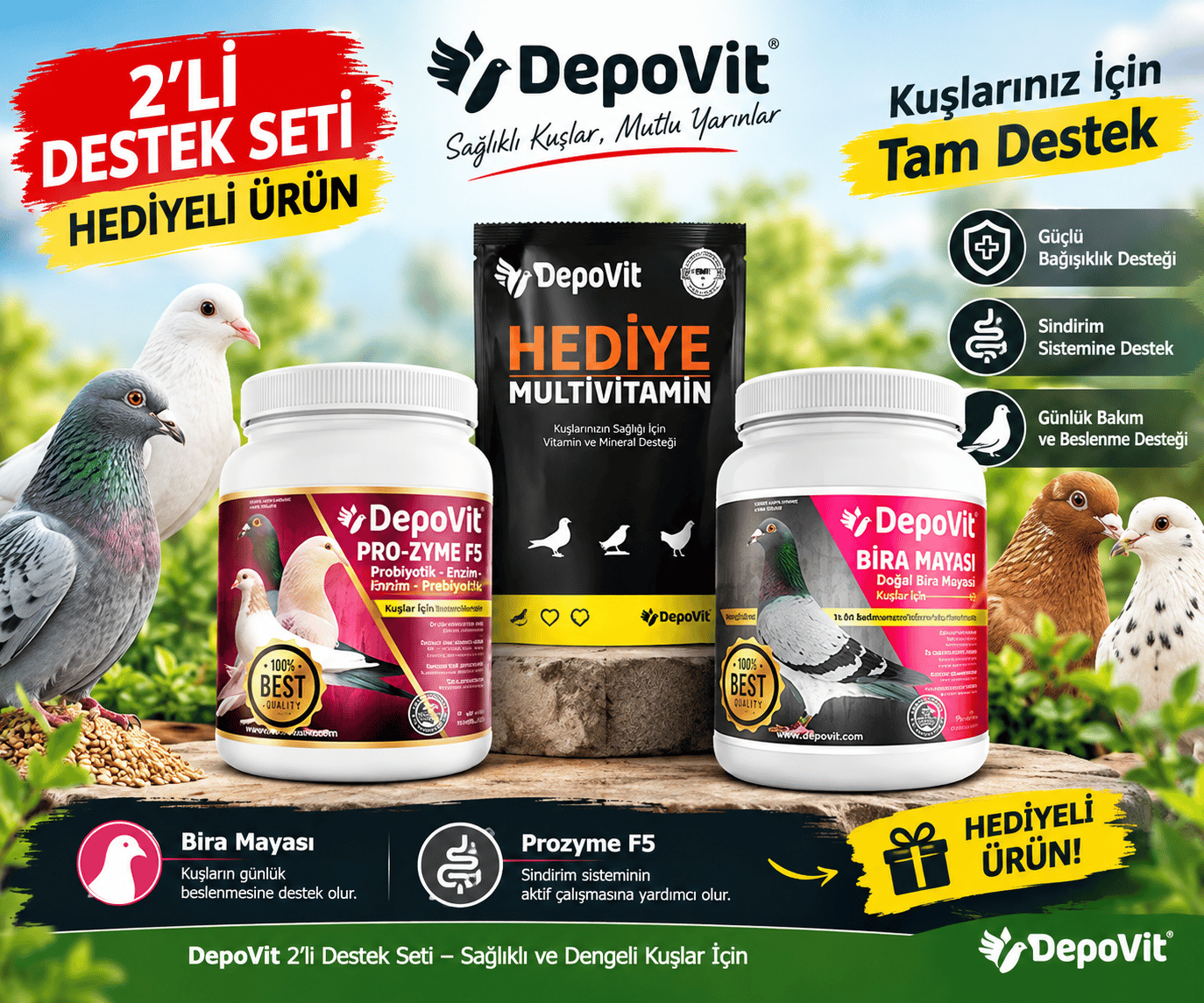 Depovit 2'li Destek Seti Bira Mayası + Prozyme F5