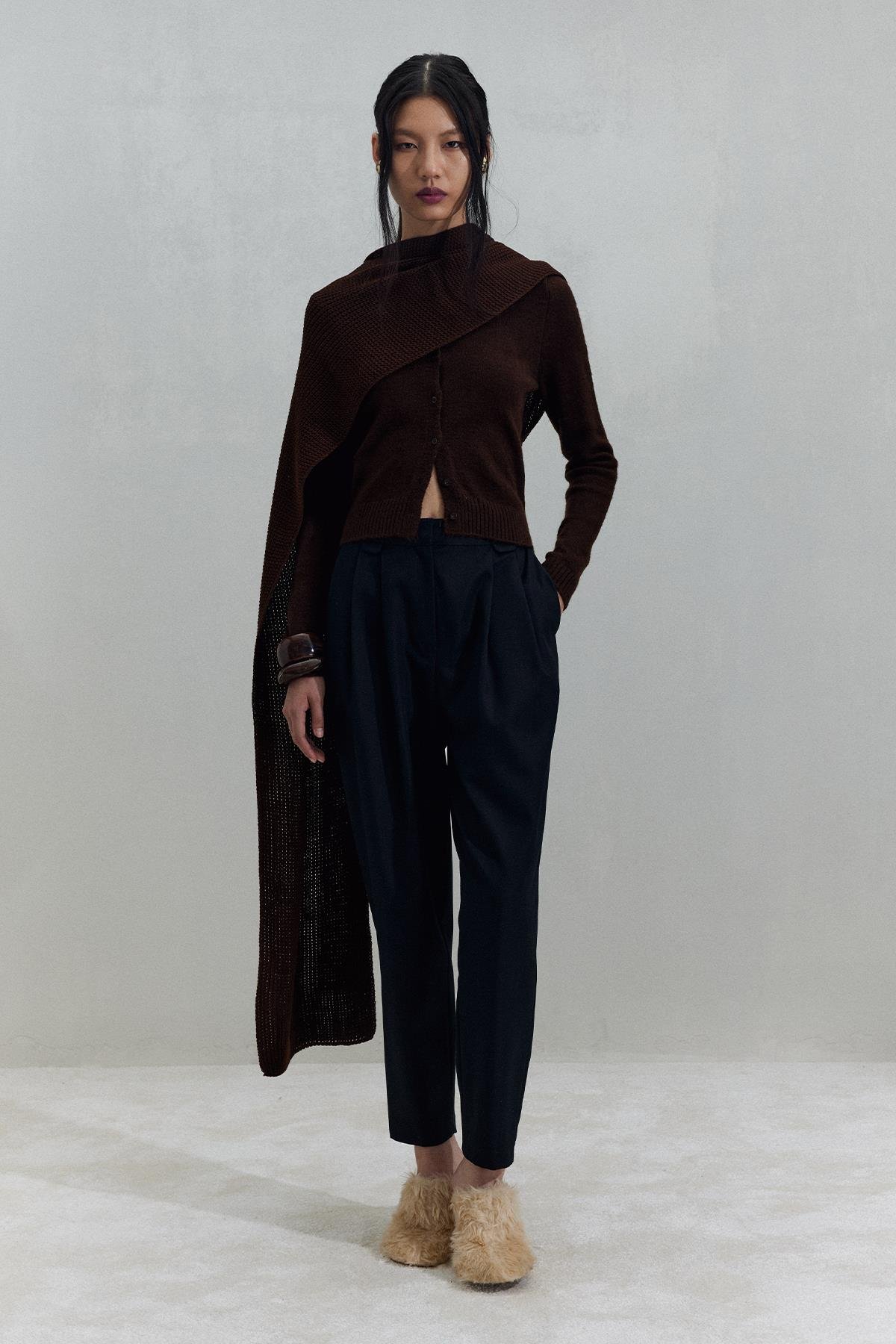 Acı Kahve Jenny Düğmeli Hırka