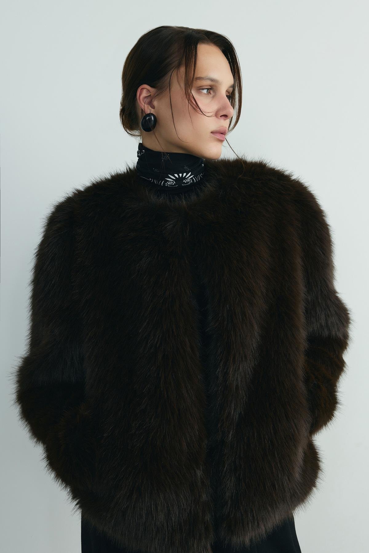 Acı Kahve Lexi Suni Kürk Ceket