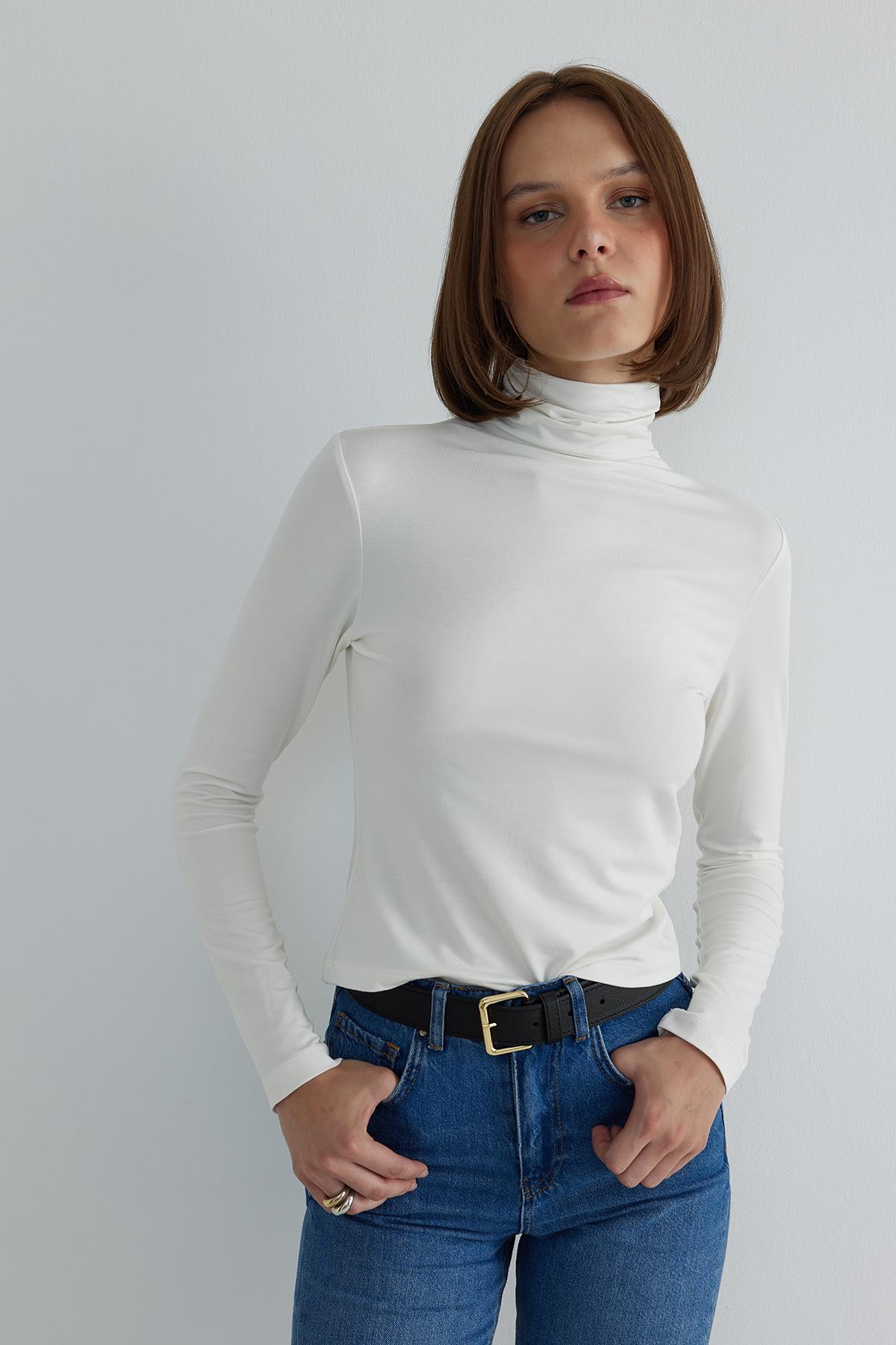 Ekru Andy Degaje Boğazlı Body