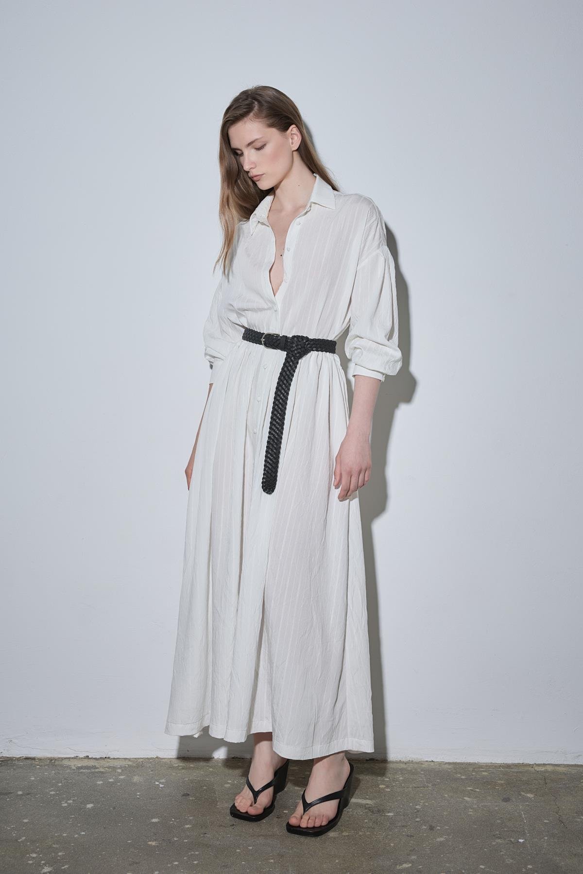 Ekru Anette Gömlek Elbise