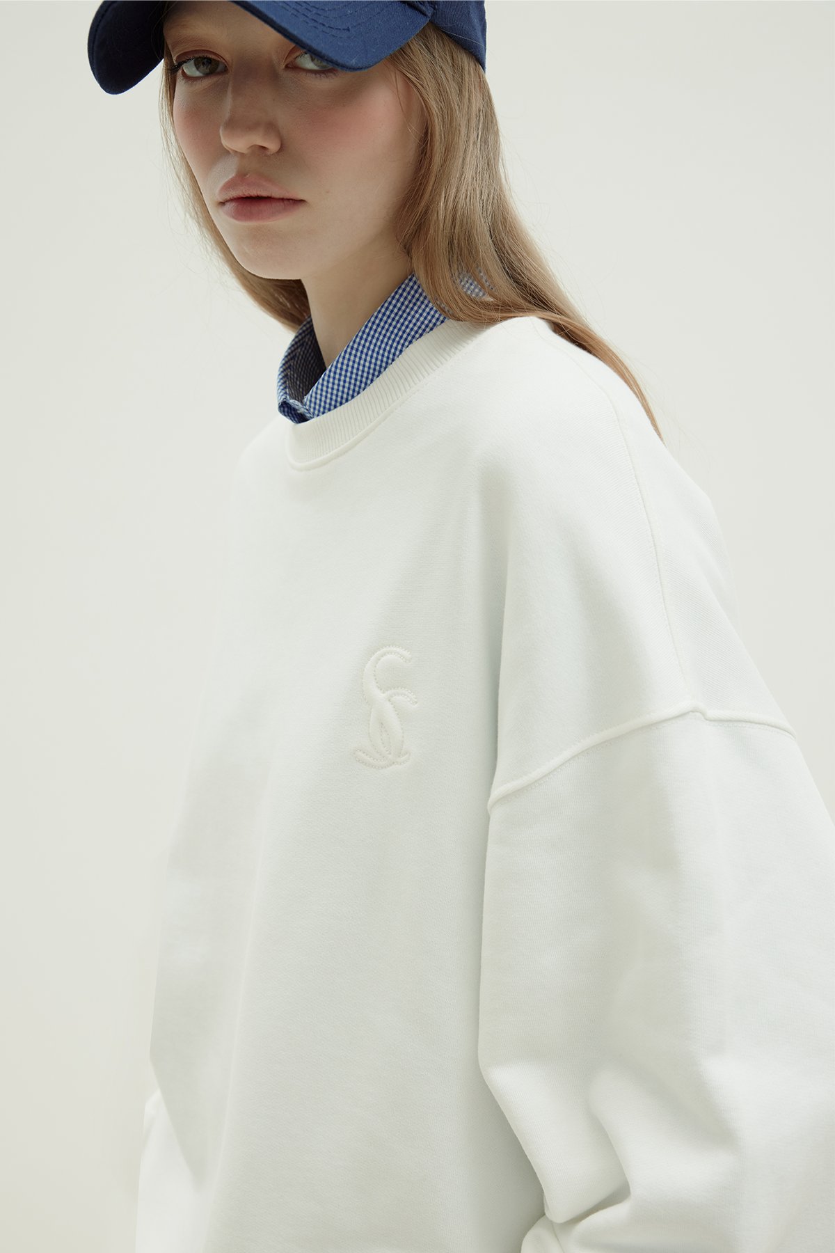 Ekru Logolu Oversize Sweat