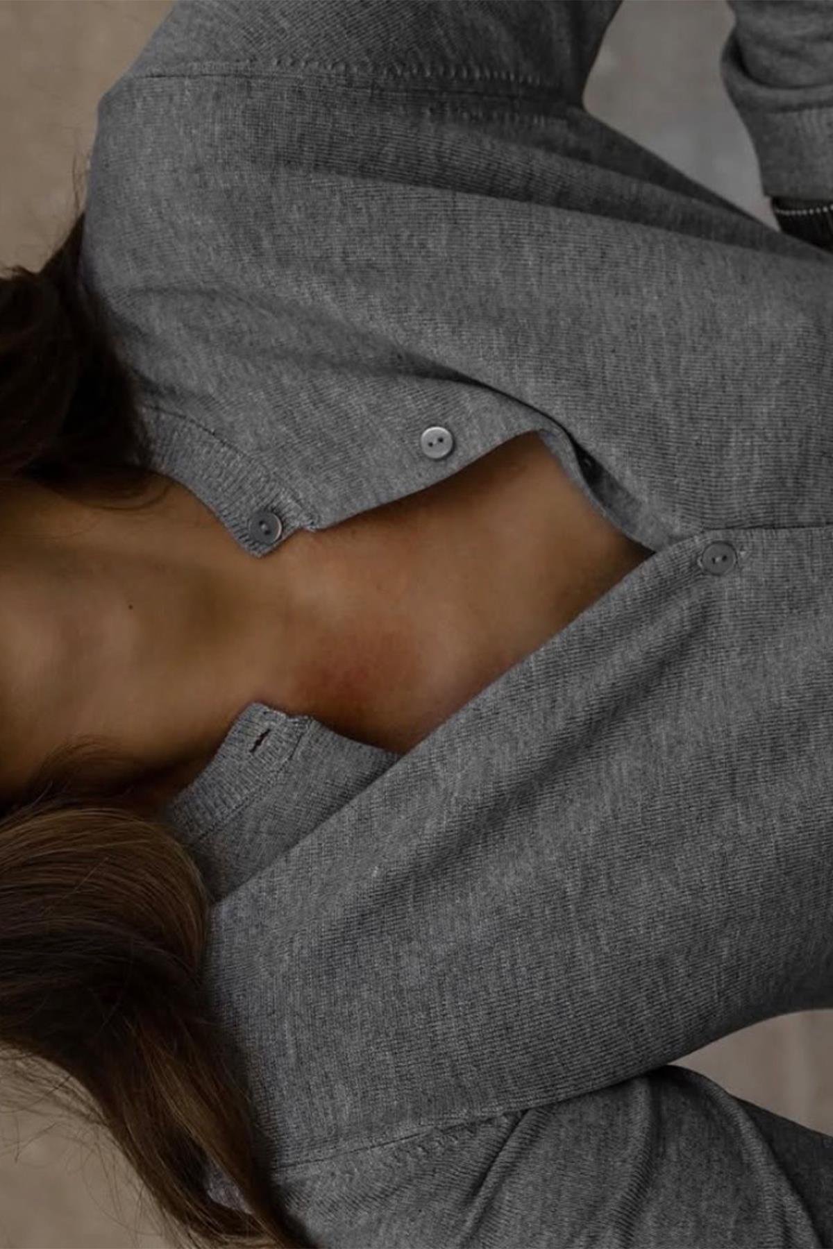 Gri Lea Triko Hırka