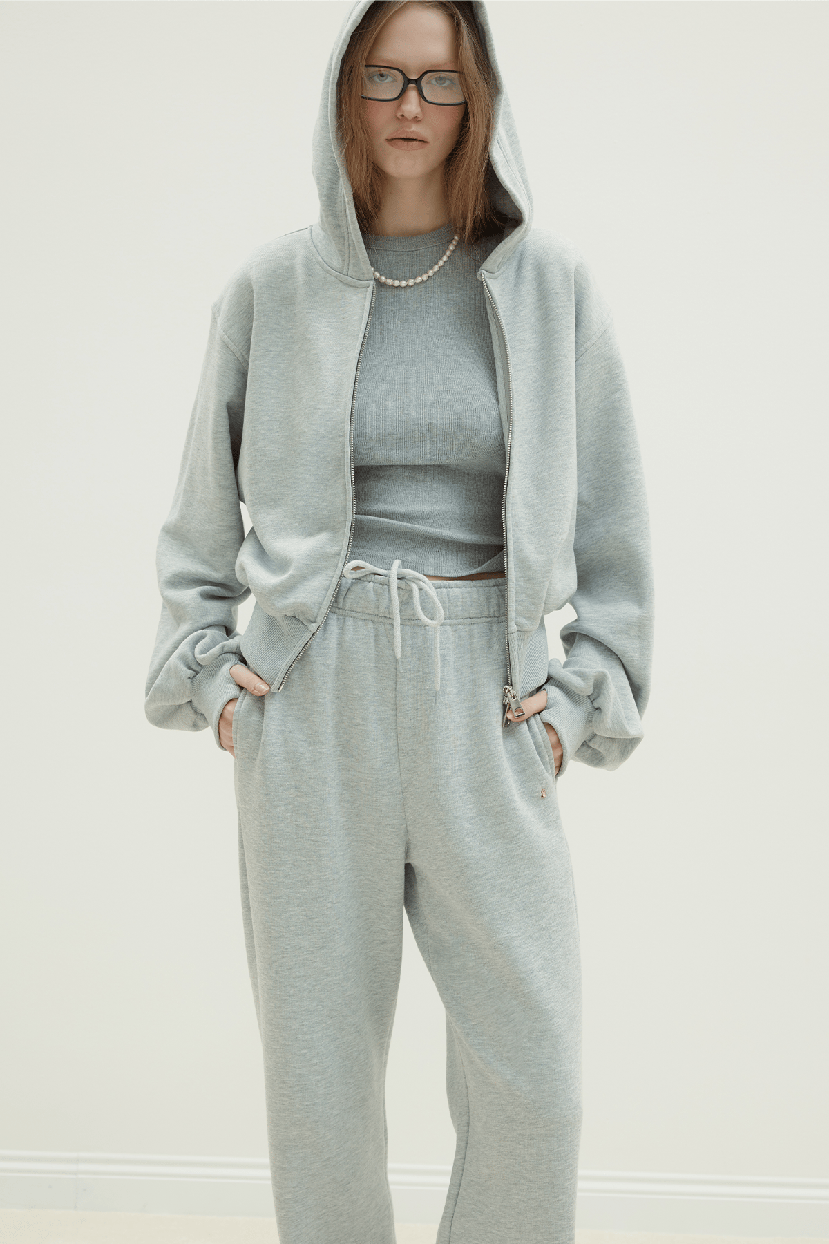 Gri Mila Oversize Fermuarlı Hırka