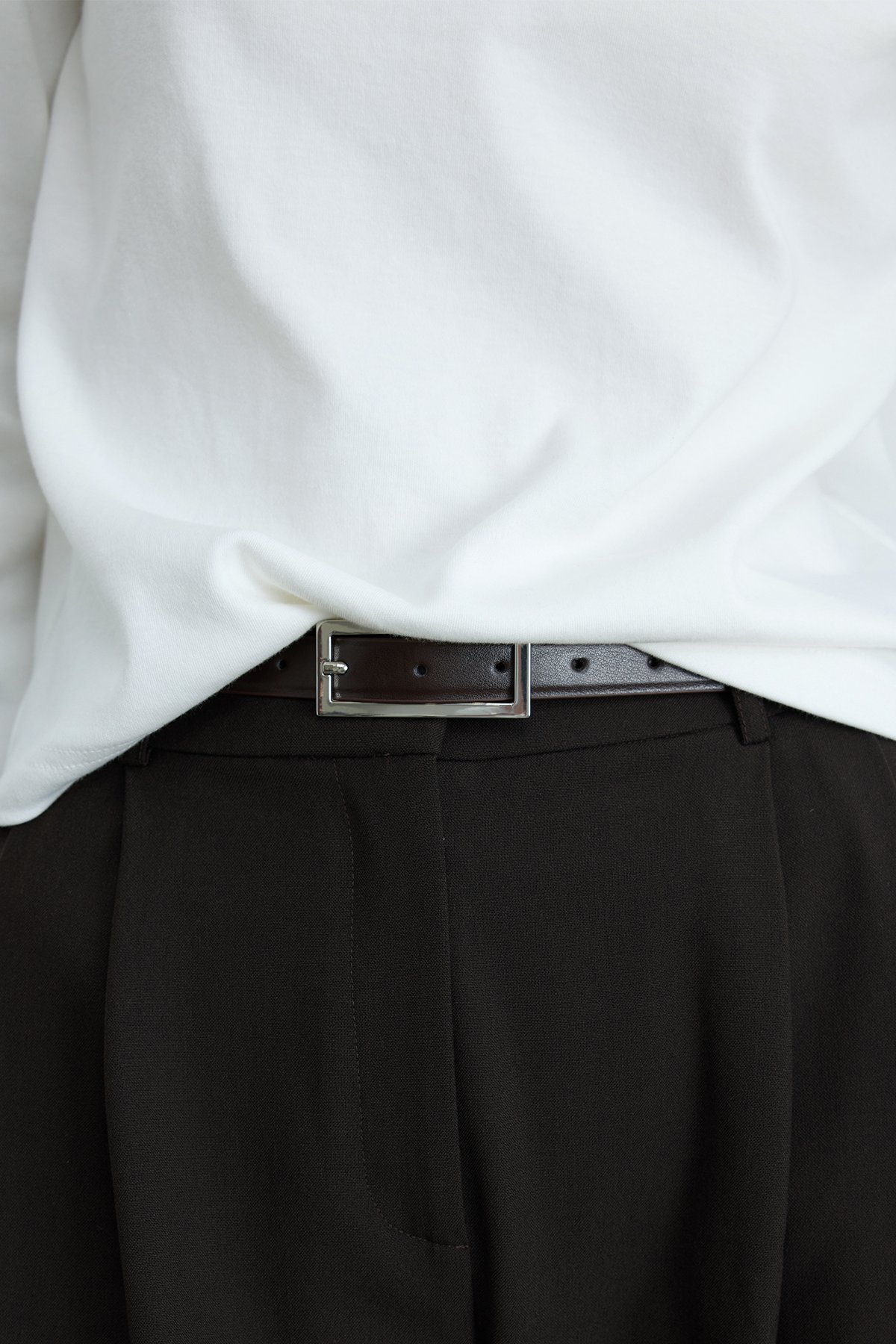 Rou Nikel Thin Leather Belt