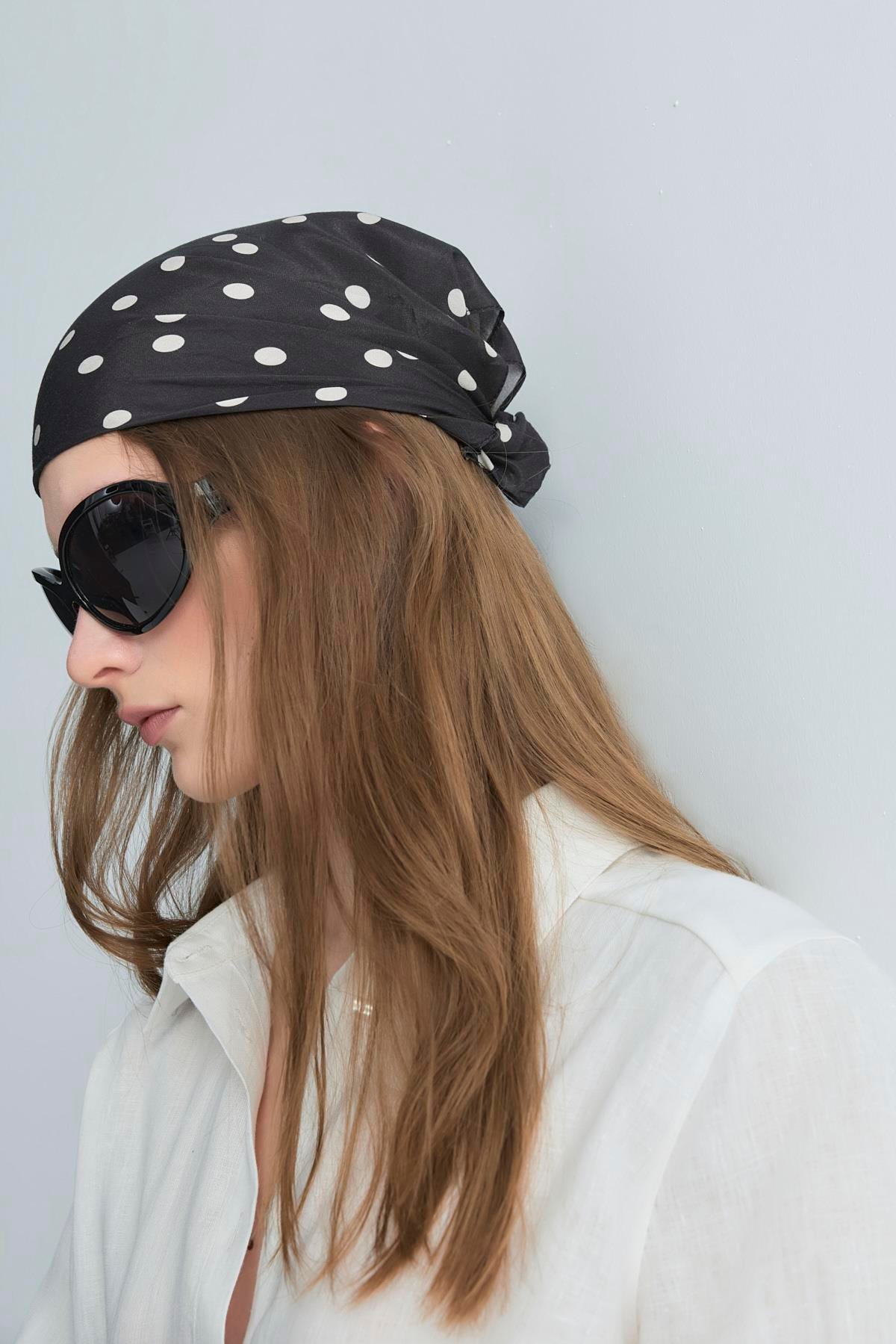 Koyu Kahve Dottie Desenli Fular