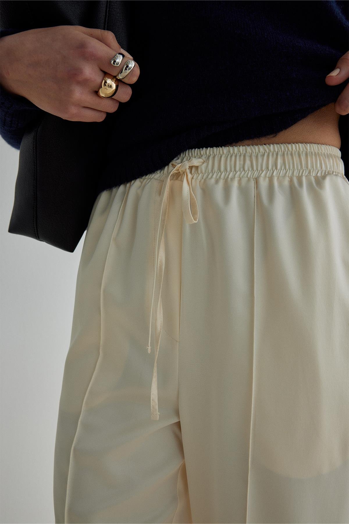 Cream Ross Satin Trousers