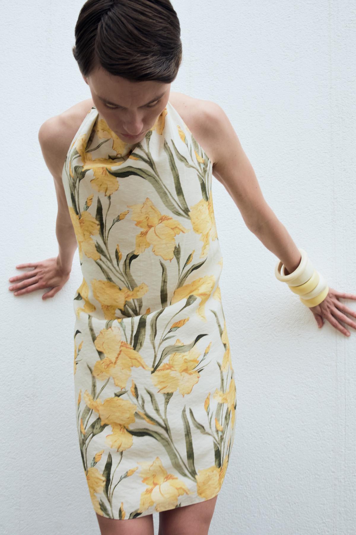 Renkli Sasha Halter Yaka Elbise