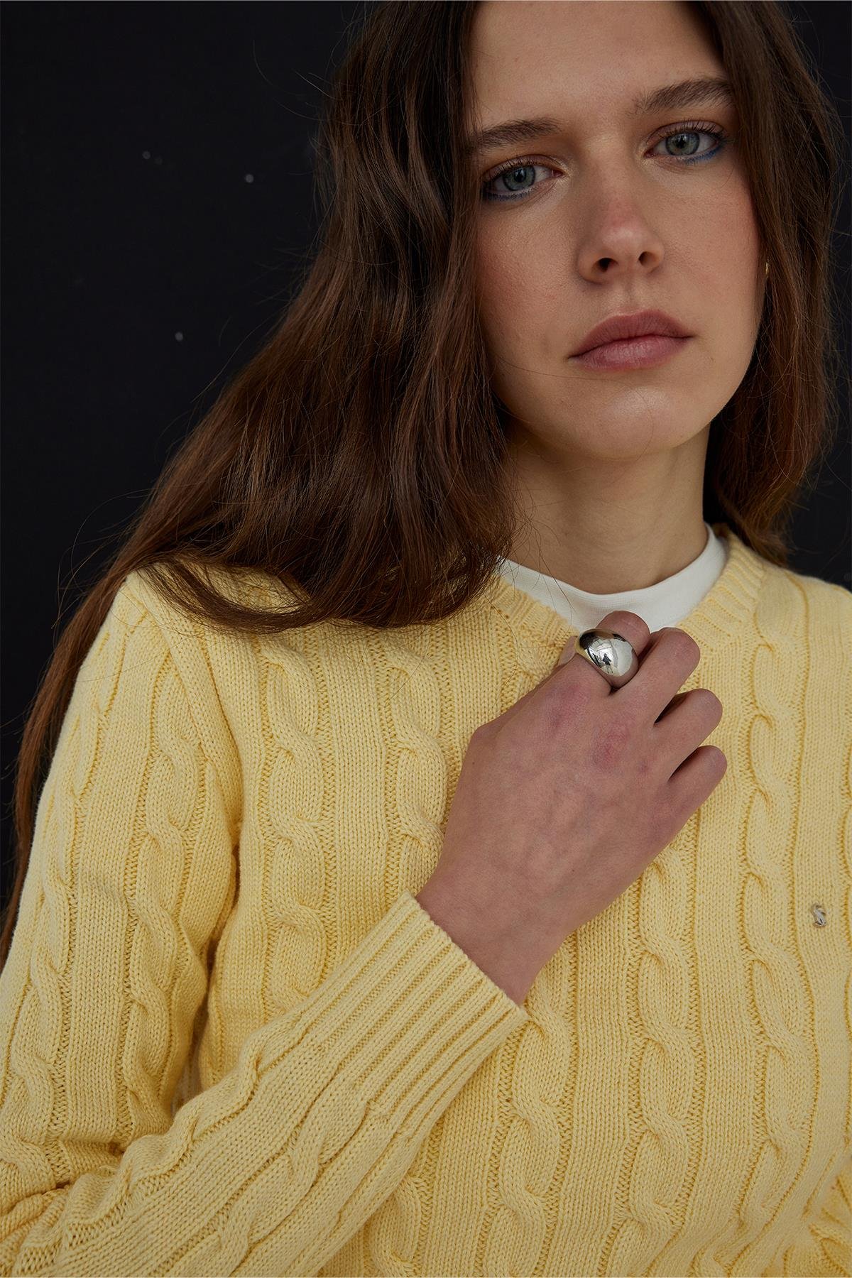 Braid Cotton Knit Sweater