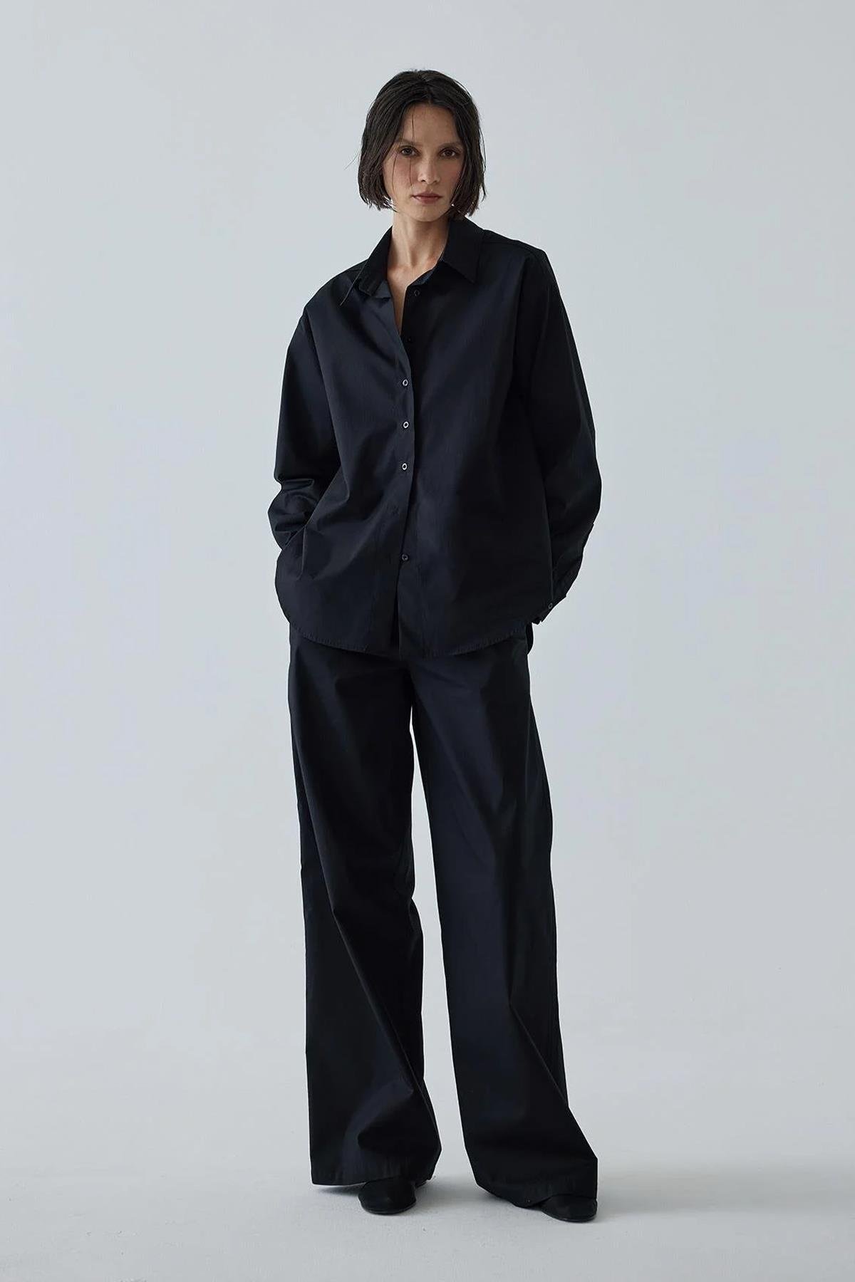 Siyah Basic Poplin Pantolon