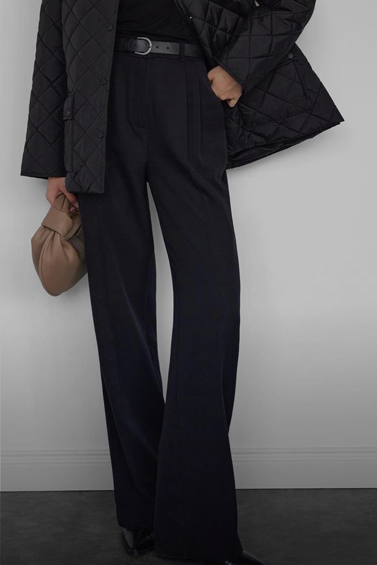 Siyah Daily Straight Kumaş Pantolon