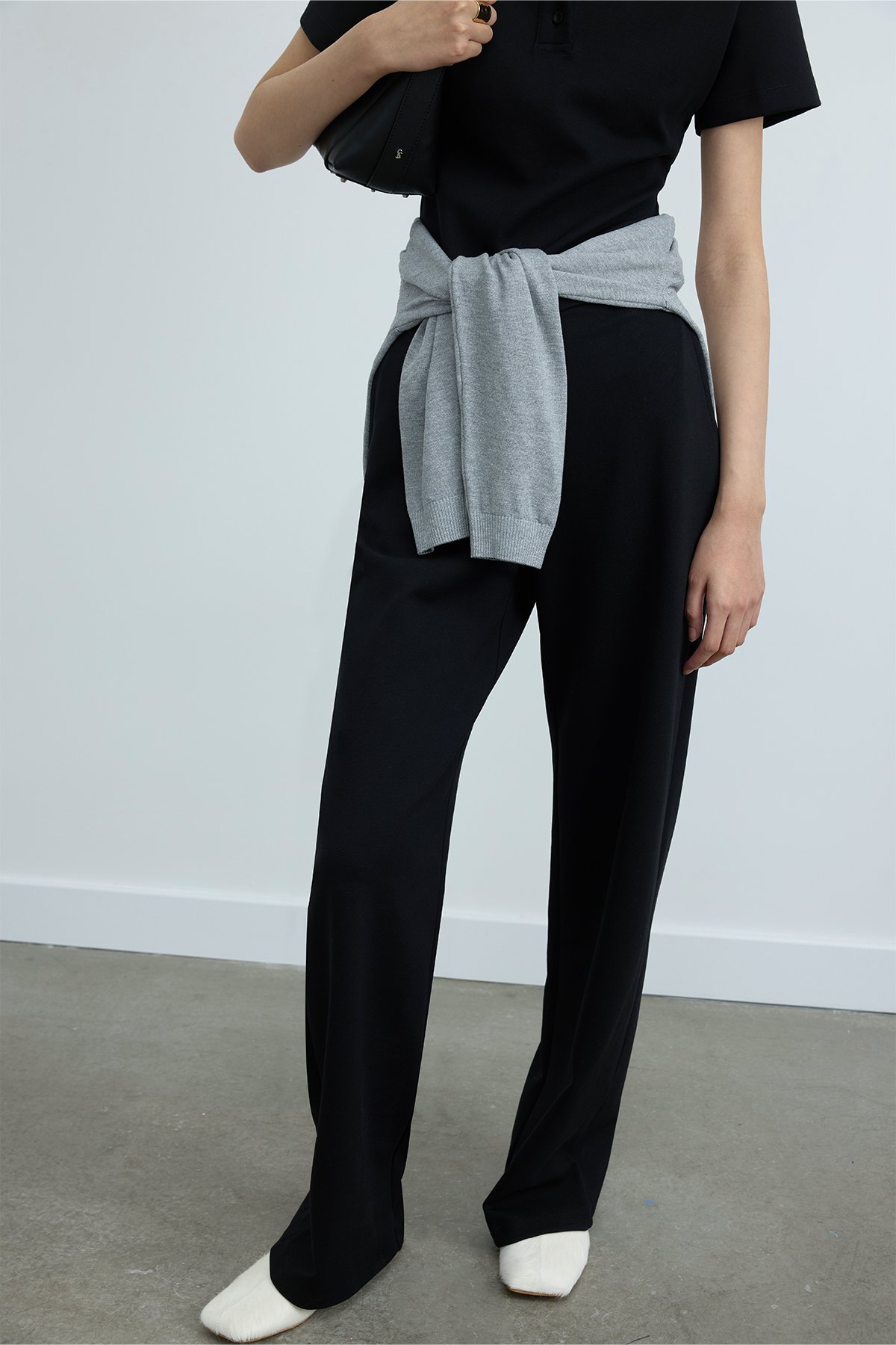 Siyah Jane Bol Paça Pantolon