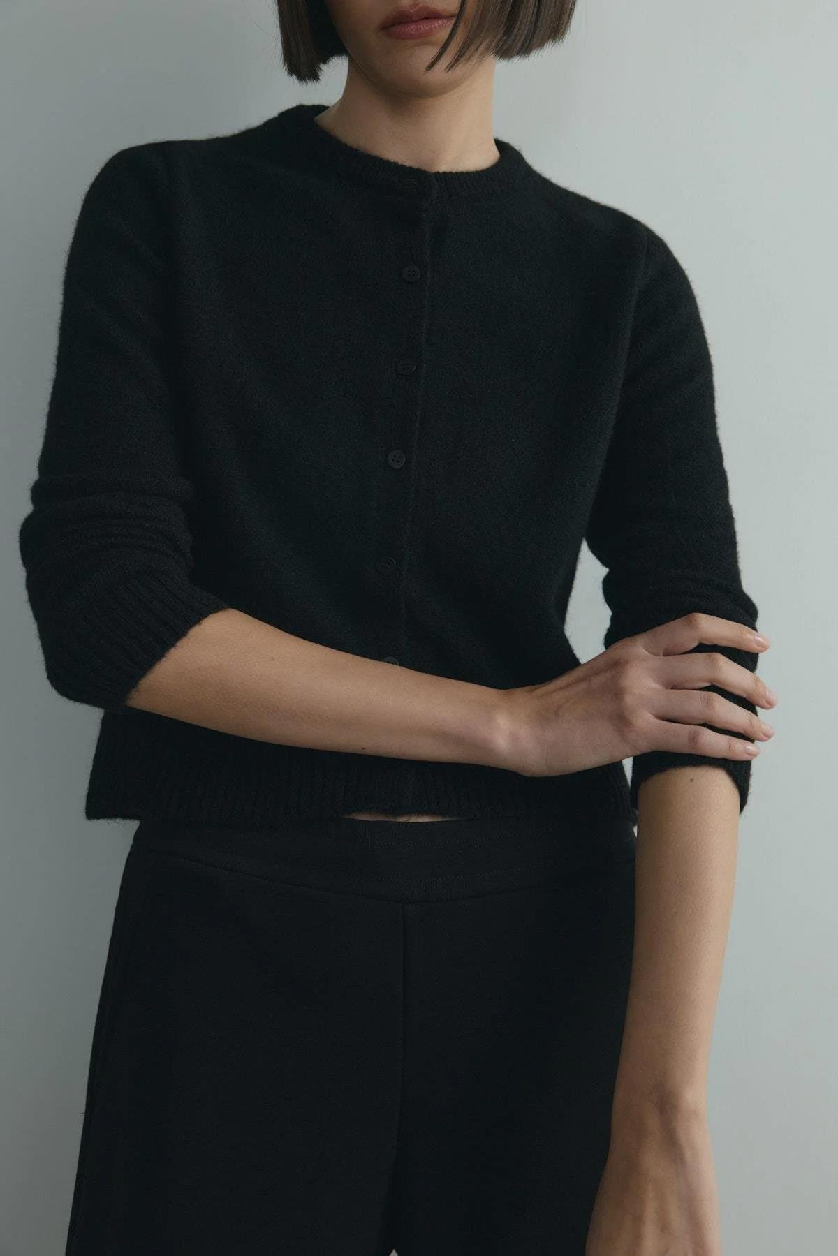 Siyah Jenny Düğmeli Hırka