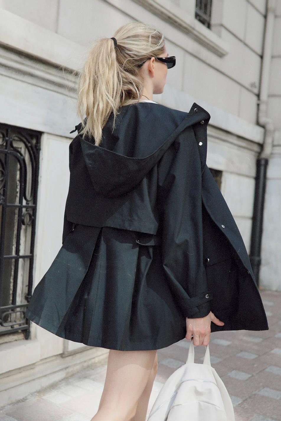 Josefine Kapüşonlu Midi Trençkot