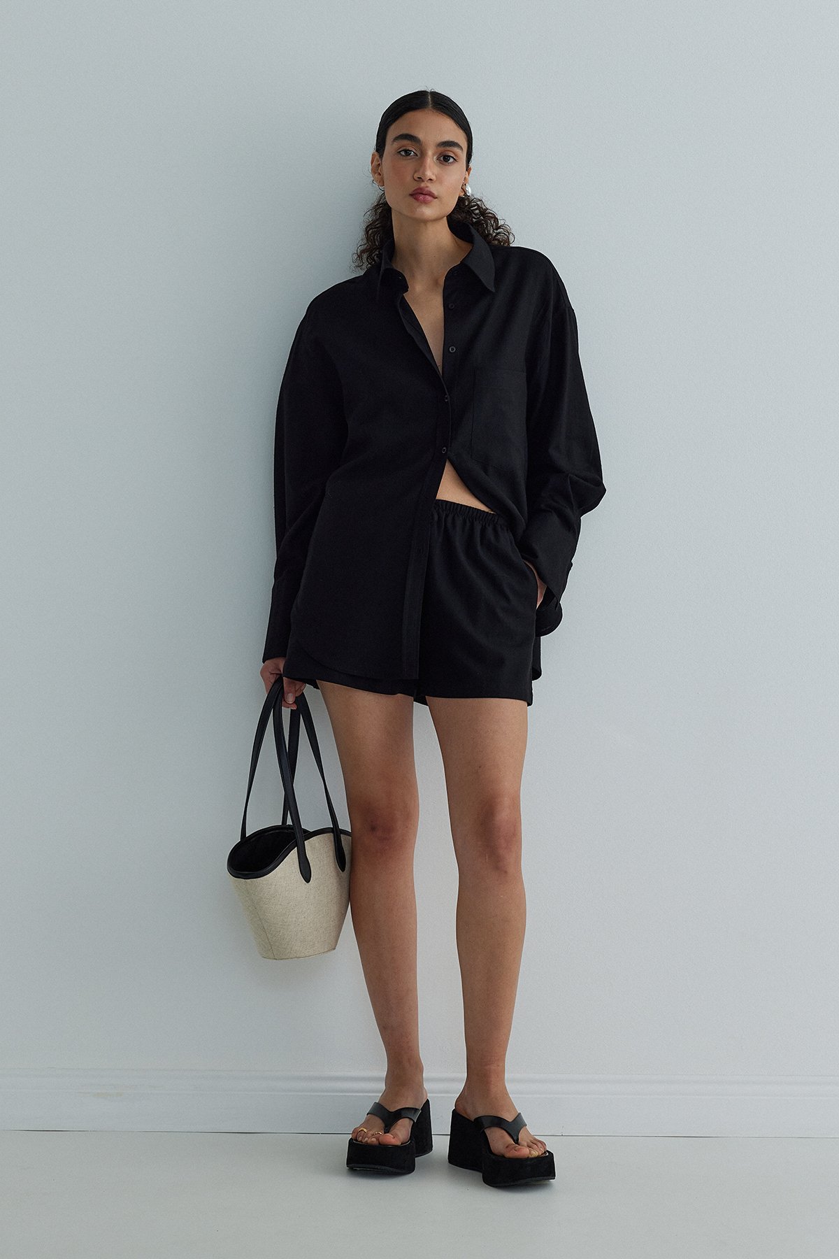 Siyah Mild Cepli Basic Gömlek