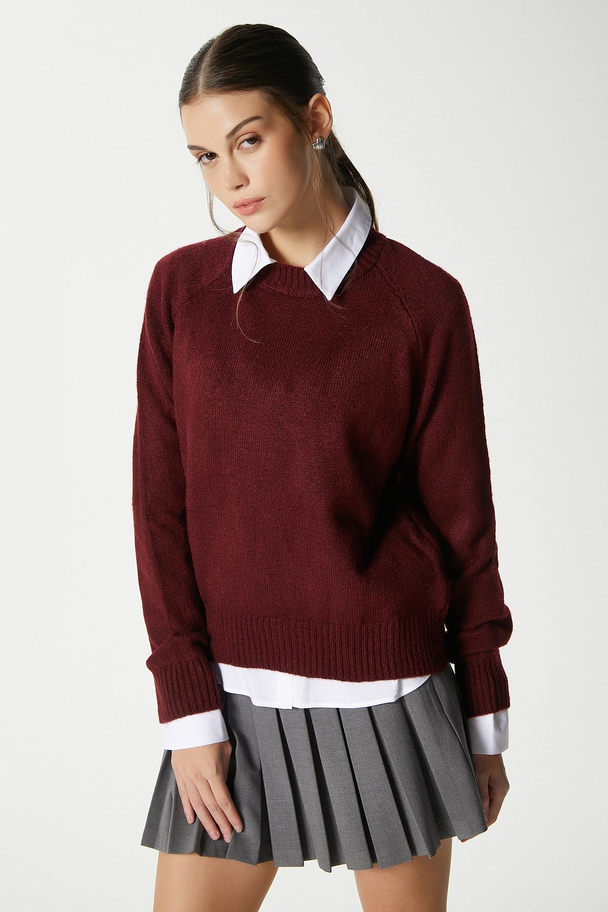  Mushy Bordo Basic Triko Kazak