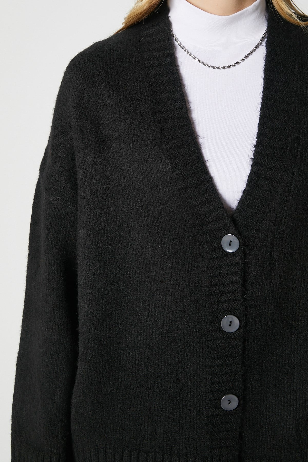 Kadın Alvin Yumuşacık V Yaka Siyah Hırka