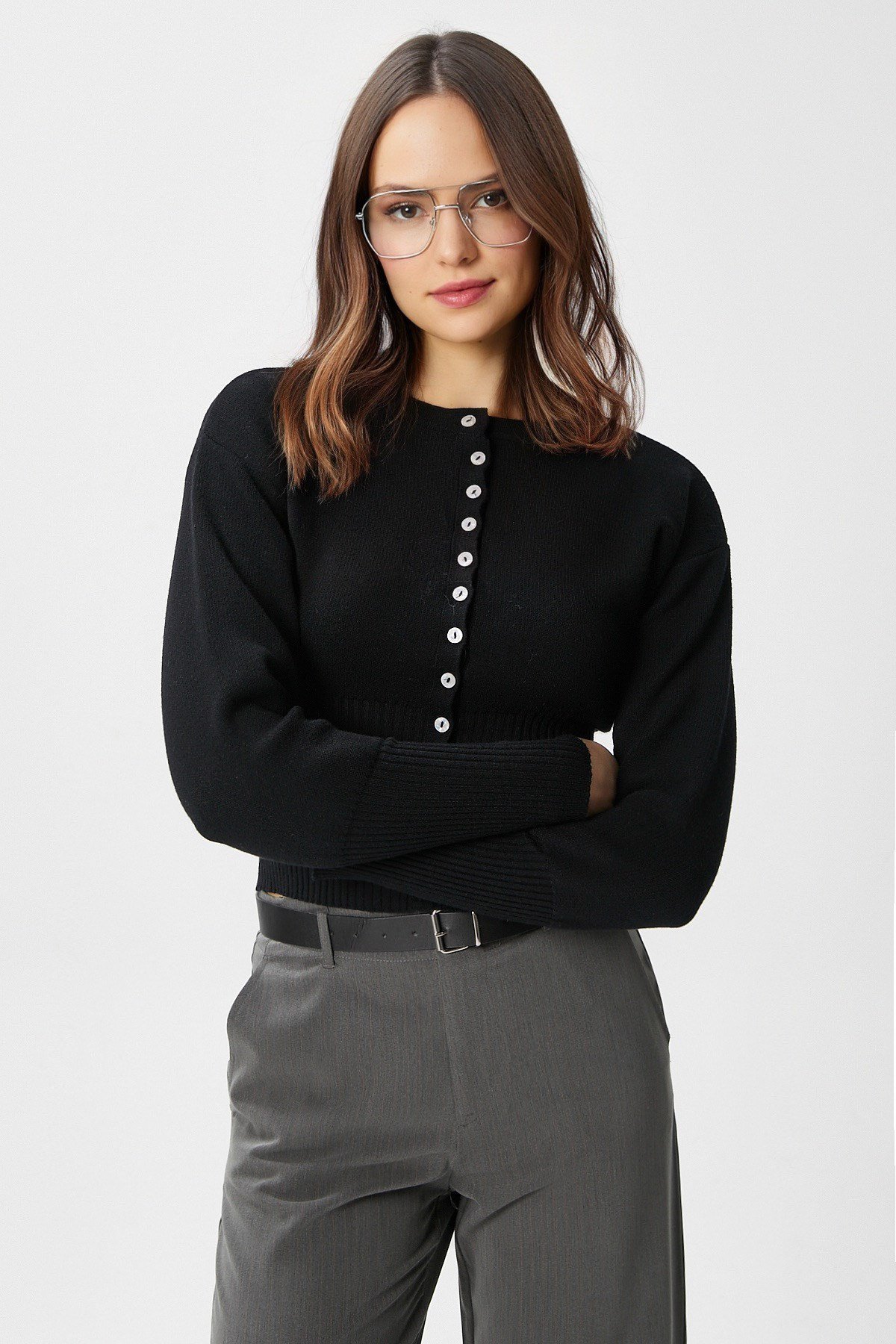 Kadın Aria Premium Viscose Yumuşak Siyah Triko Hırka