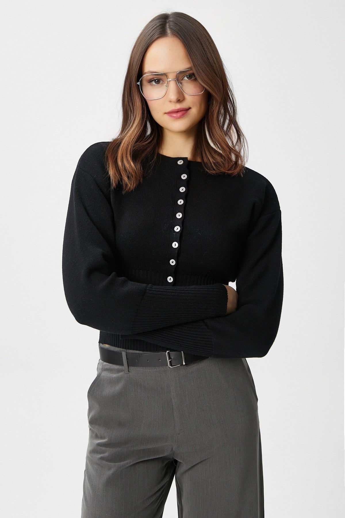 Kadın Aria Premium Viscose Yumuşak Siyah Triko Hırka