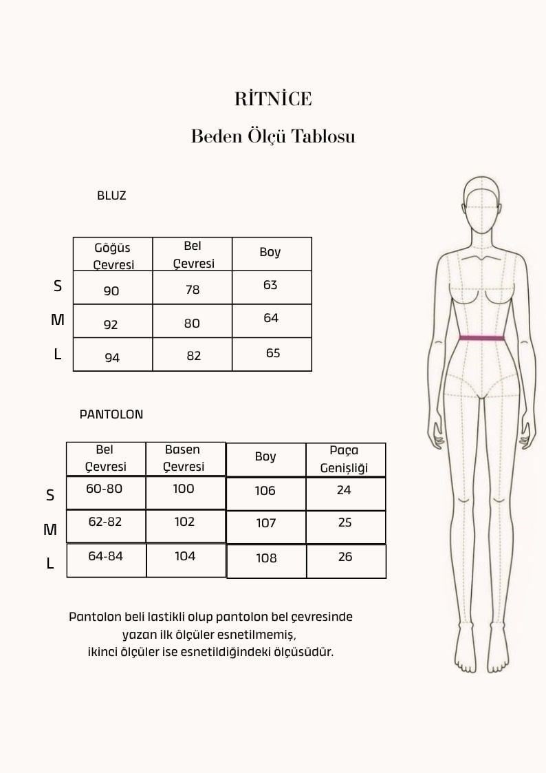 Kadın Arlo Kruvaze Yelek Bel Lastikli Pantolon Dokuma Ekru Alt Üst Takım