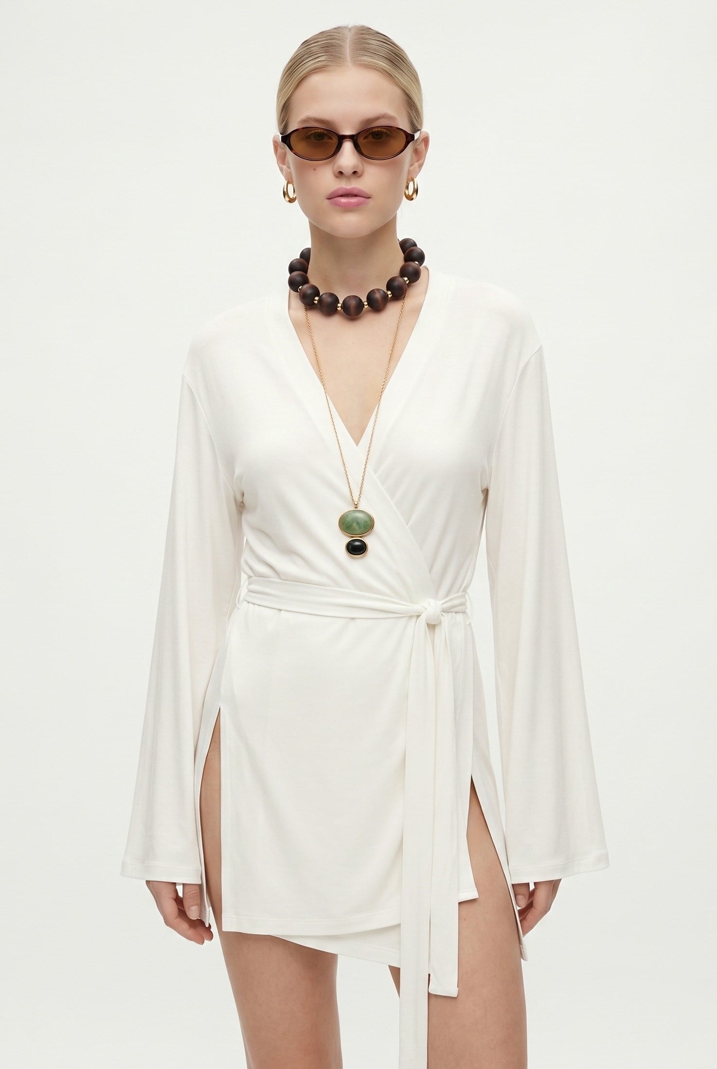 Kadın Briana Ultra Soft Ekru Kimono