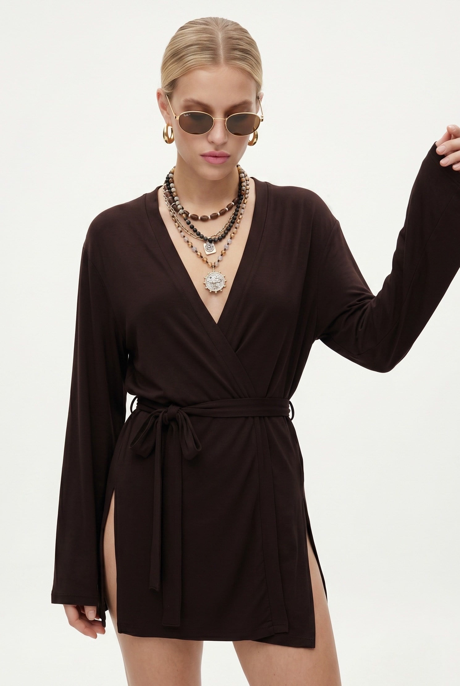 Kadın Briana Ultra Soft Kahverengi Kimono