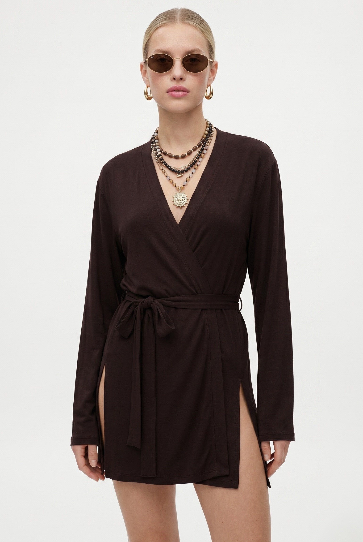 Kadın Briana Ultra Soft Kahverengi Kimono