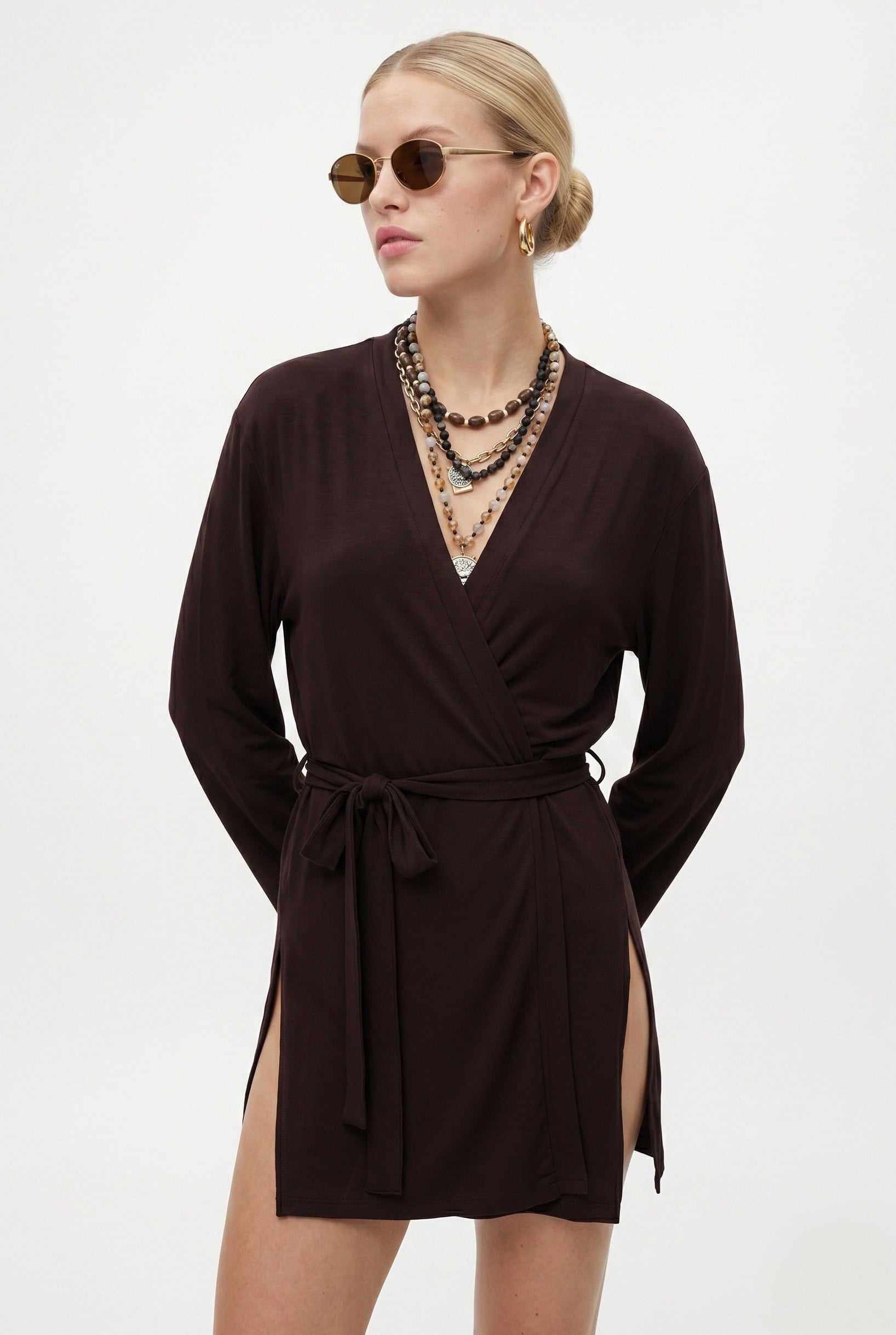 Kadın Briana Ultra Soft Kahverengi Kimono