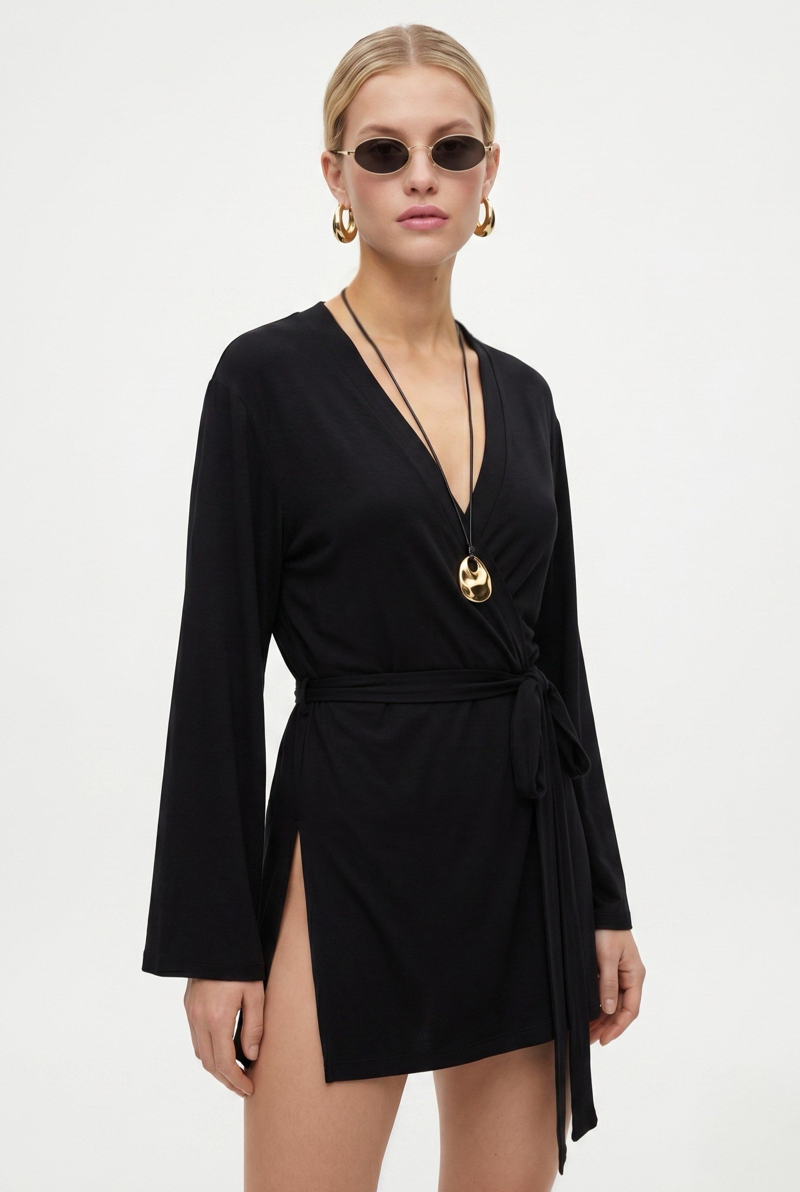 Kadın Briana Ultra Soft Siyah Kimono