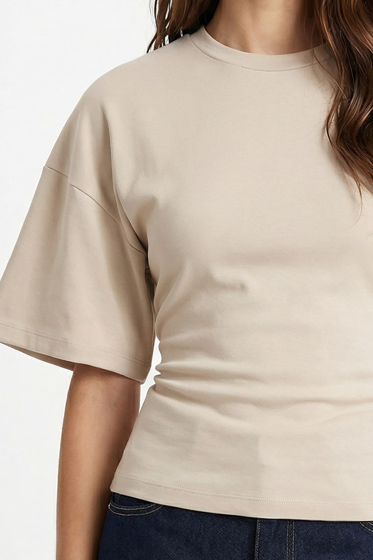 Kadın Carol Modal Belden Oturan Bağcıklı Ayarlanabilir Şık Taş T-shirt