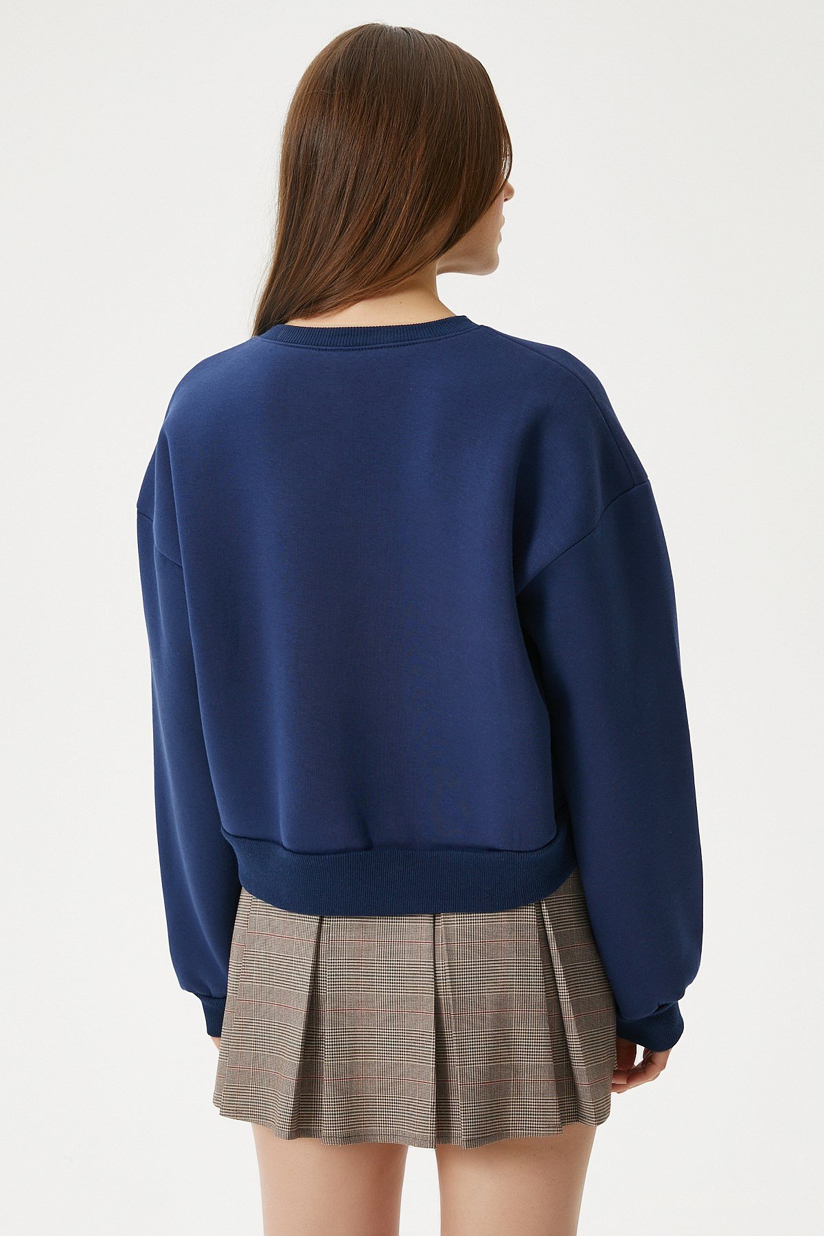 Kadın Cool Lacivert Turuncu Şardonlu  Sweatshirt 