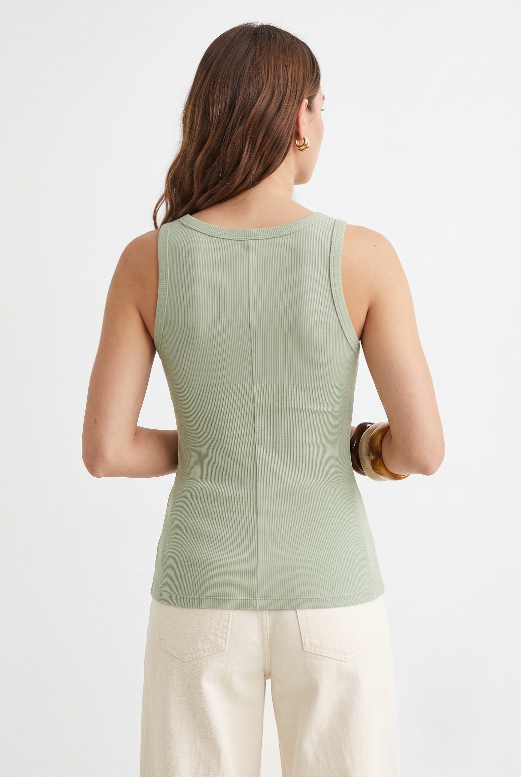 Kadın Cotton Premium Doku Açık Çağla Pamuklu Basic Fitilli Atlet