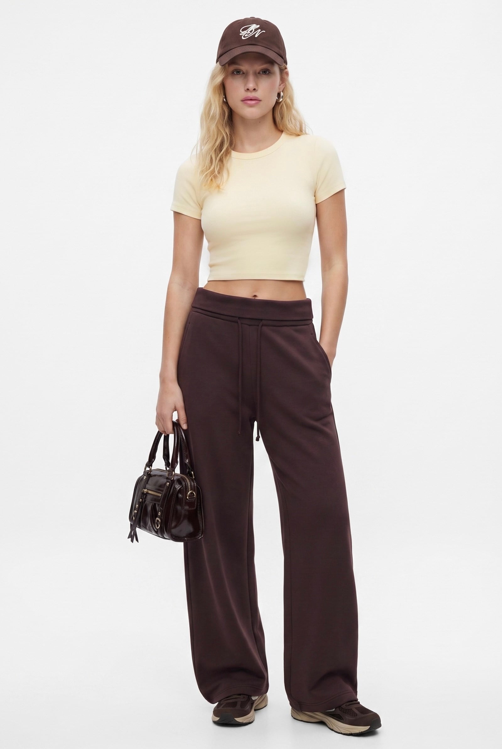 Kadın Deal Lux Touch Yumuşak Doku Crop Sarı Bluz