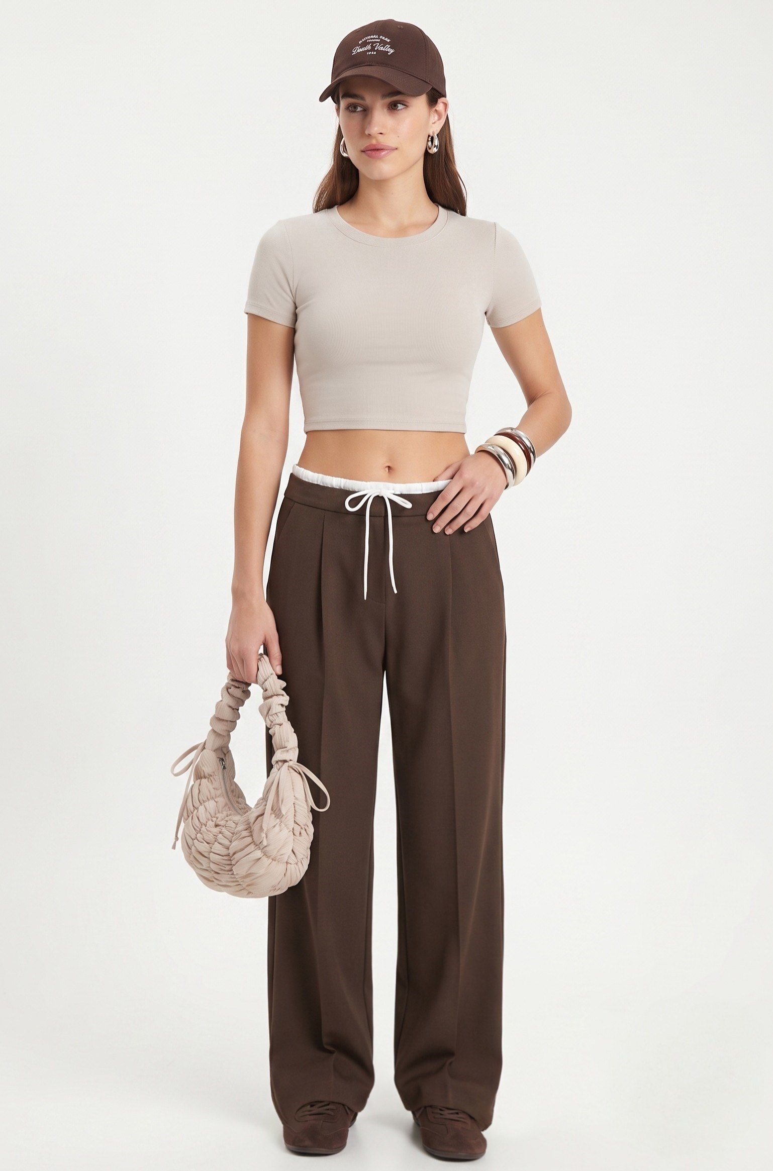 Kadın Deal Lux Touch Yumuşak Doku Crop Bej Bluz