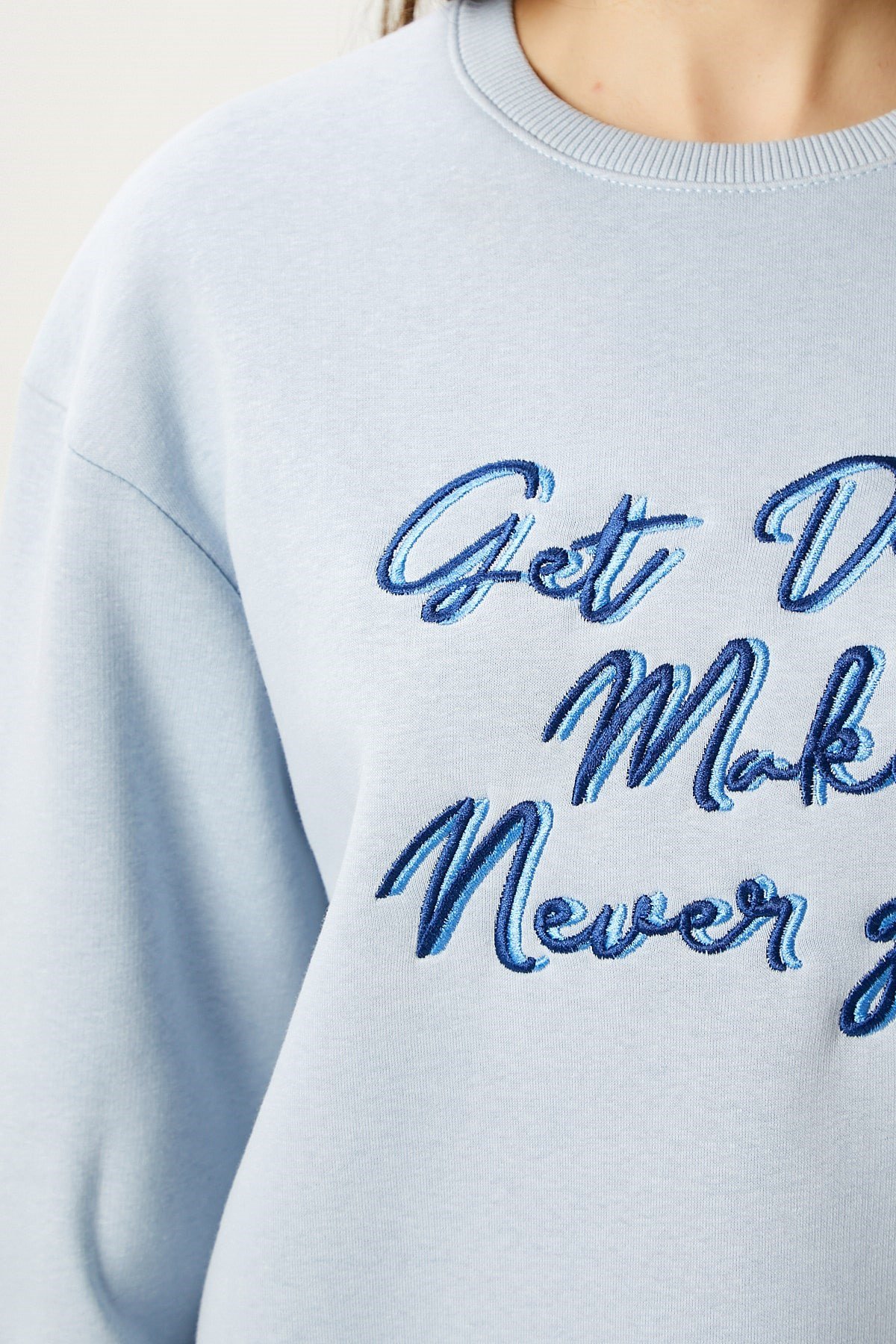Kadın Dress Nakışlı Mavi Sweatshirt