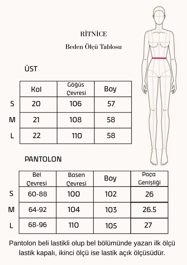 Kadın Elix Modal Touch Bisiklet Yaka Bel Lastikli Cepli Taş Alt Üst Takım