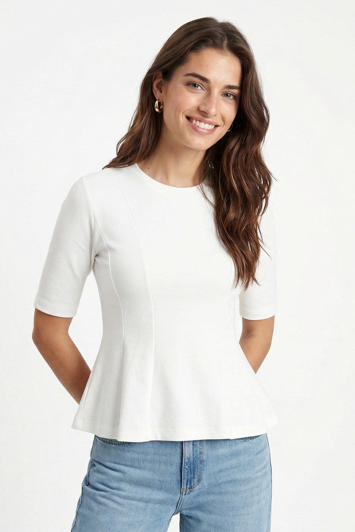 Kadın Ella Beyaz Peplum Bluz 